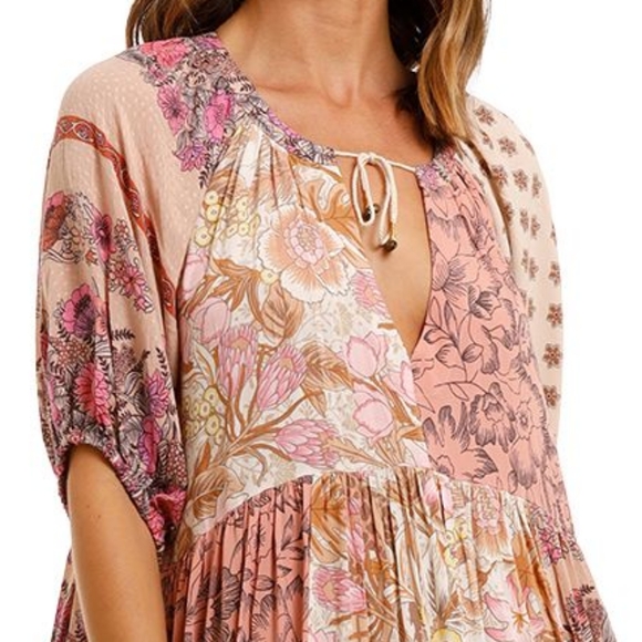 Rare Spell Designs Renew Patchwork Maxi Dress Gown pink S/M - Picture 16 of 16